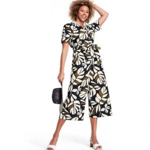 New! Tabitha Brown for Target Neutral Botanical Print Tie-Front Jumpsuit